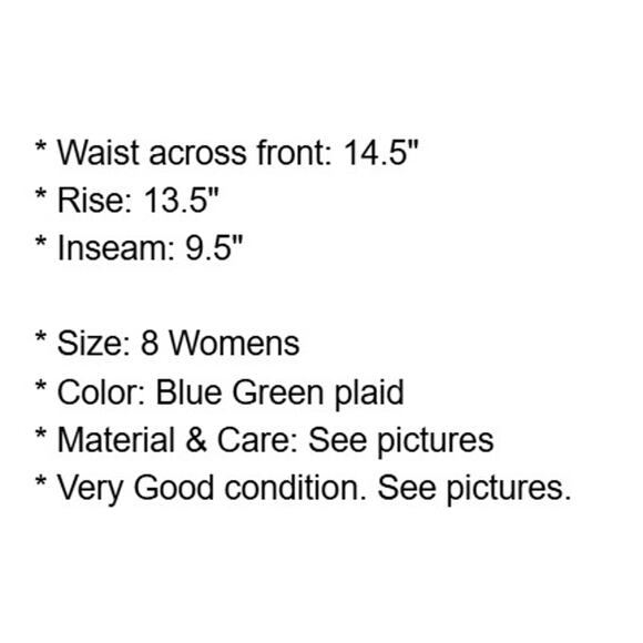 Louis Feraud Shorts Womens 8 Wool Blue Green Plaid Pleated Cuffs Lined Zip Vtg - Picture 4 of 10